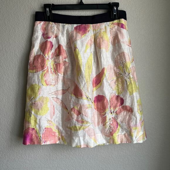 Loft LINEN floral skirt size 2 fully lined - Picture 2 of 4